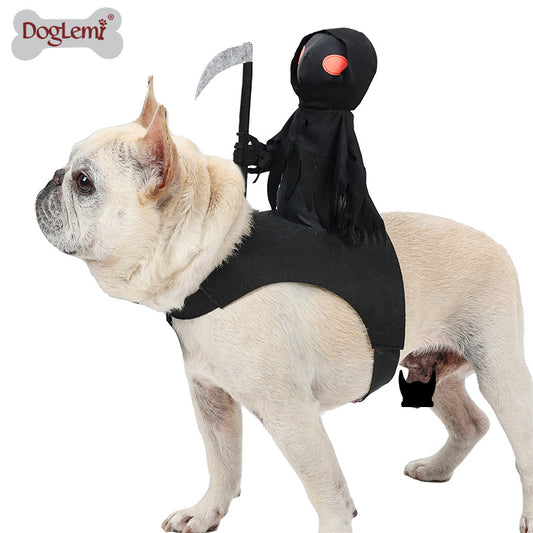 Grim Reaper Rider Dog Costume – Funny Halloween Harness