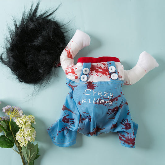 Creepy Doll Halloween Costume for Dogs & Cats – With Wig