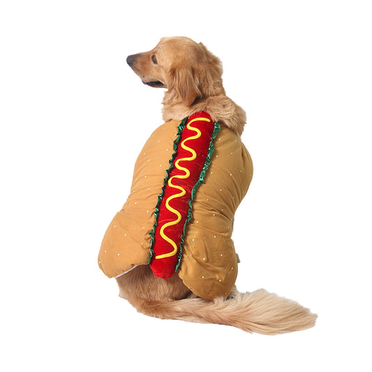 Hot Dog Costume for Dogs & Cats – Funny Plush Sausage Bun