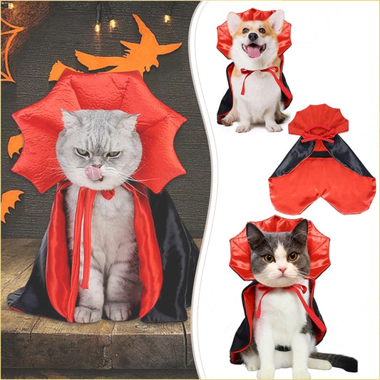 Vampire Cape Costume for Cats & Small Dogs – Black & Red