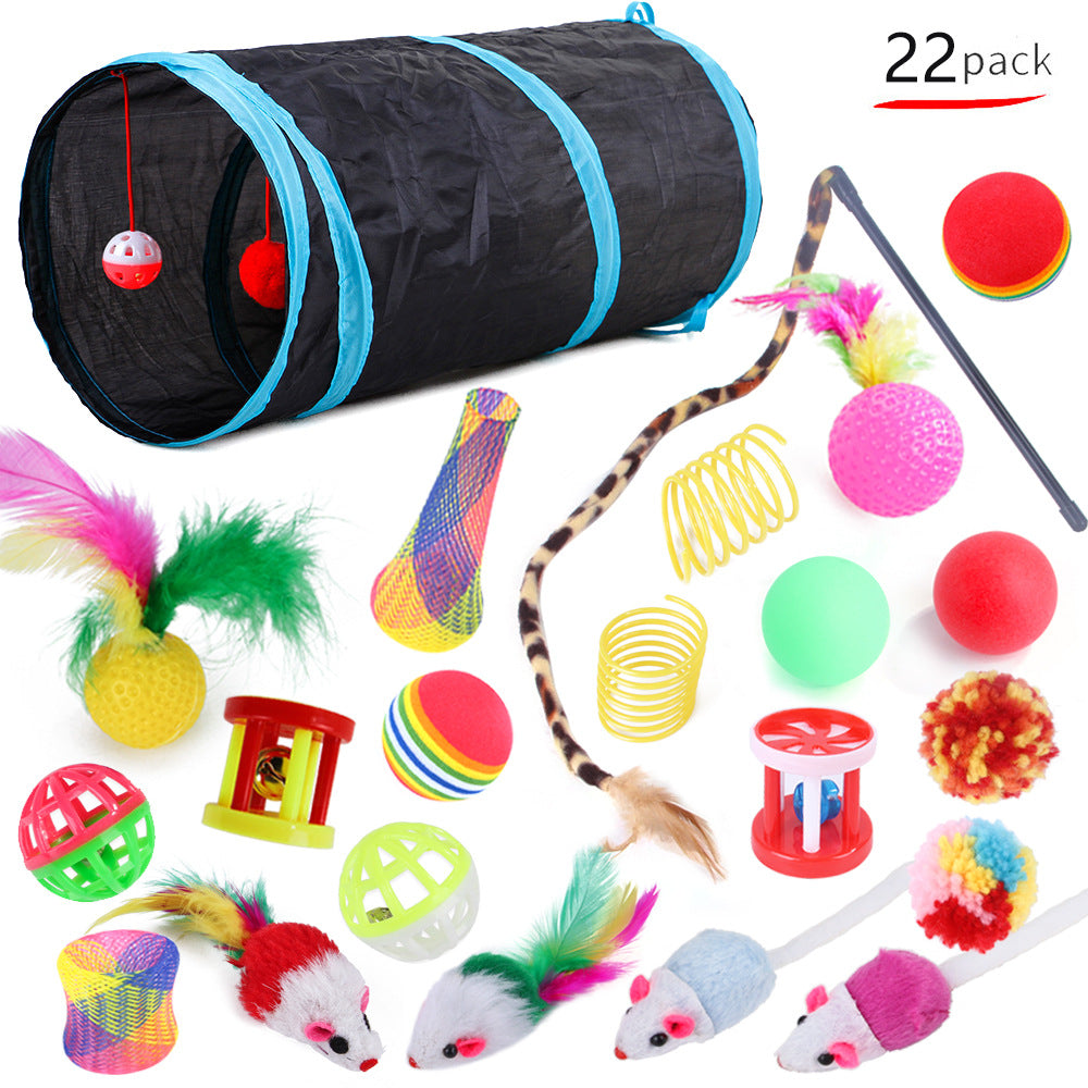 22-piece cat toy set with collapsible tunnel – photo 4