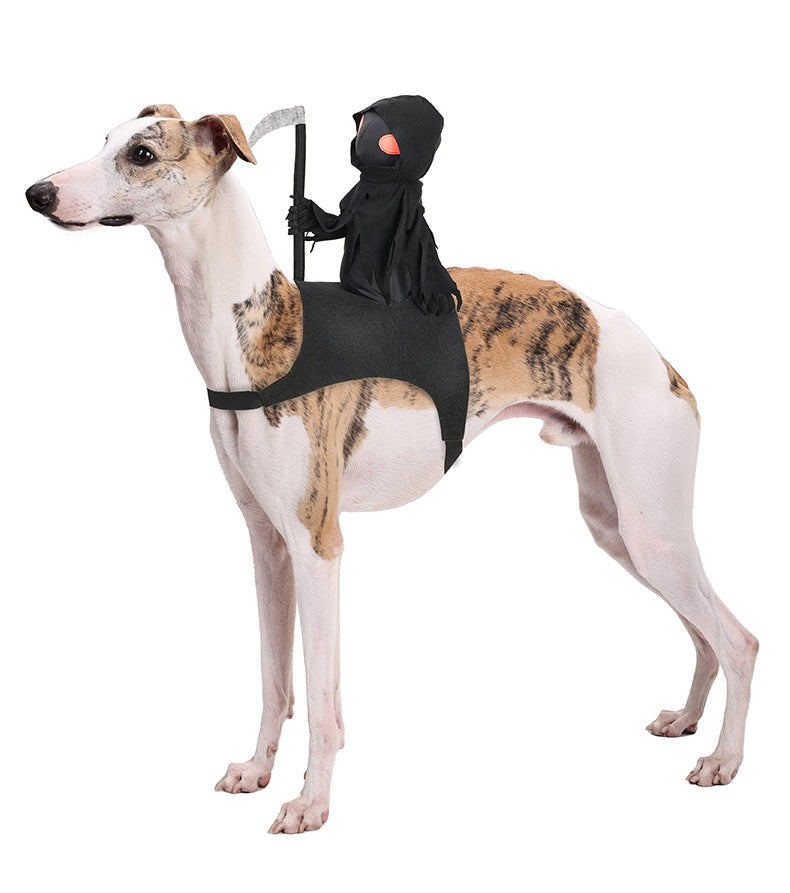 Grim Reaper Rider Dog Costume – Funny Halloween Harness – photo 4