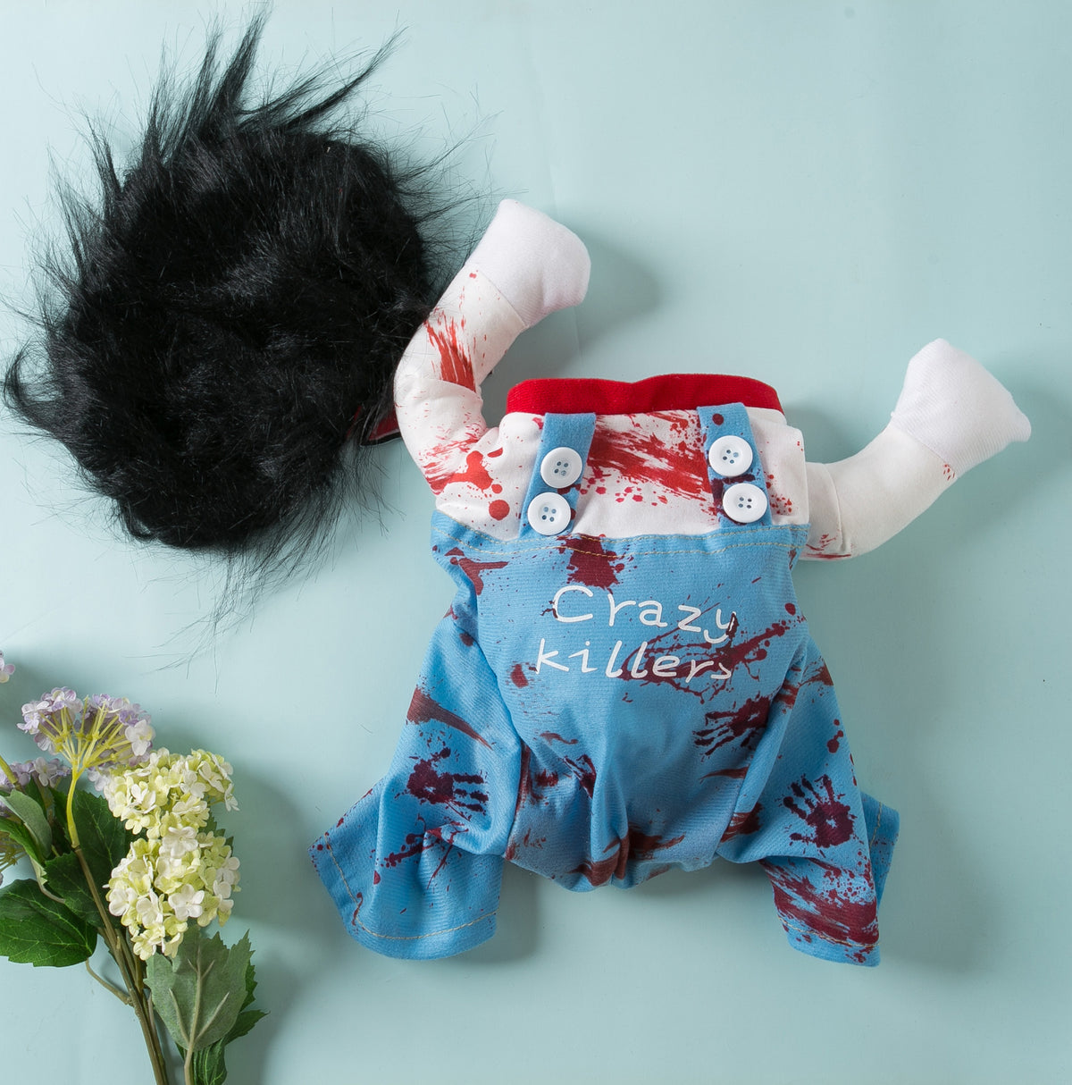 Creepy Doll Halloween Costume for Dogs & Cats – With Wig – photo 10