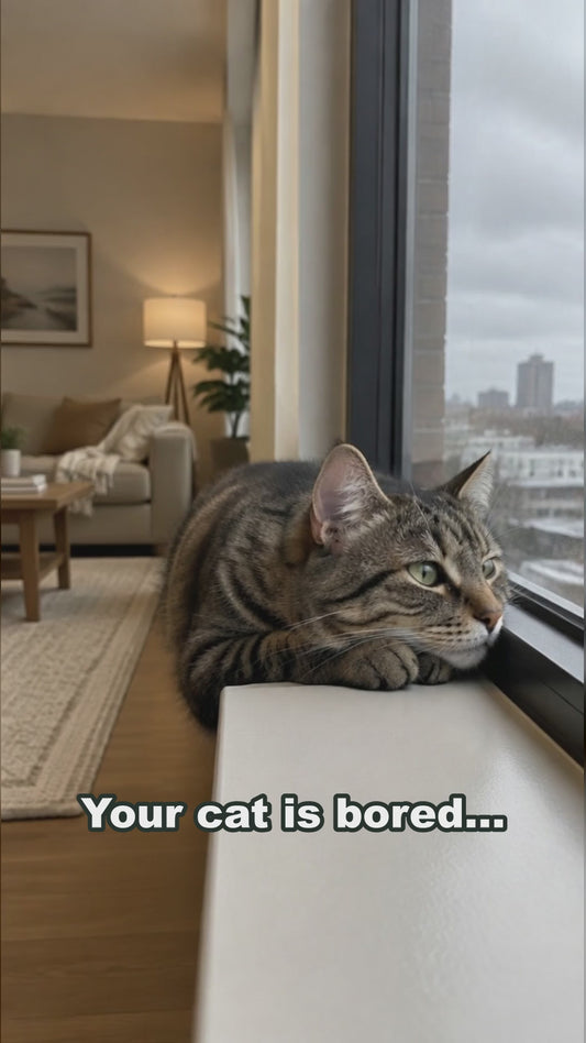 Automatic laser cat toy in action – cat chasing the red dot